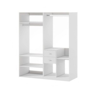 Keloyid 63 in. W White Tower System Modular 7 -Shelf Wood Closet System with 2 Drawers - 1 of 4