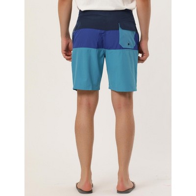 Lars Amadeus Men's Color Block Lightweight Drawstring Swimming Beach Board Shorts 2 Pcs Blue Black/Gray Blue 34 — фото 4