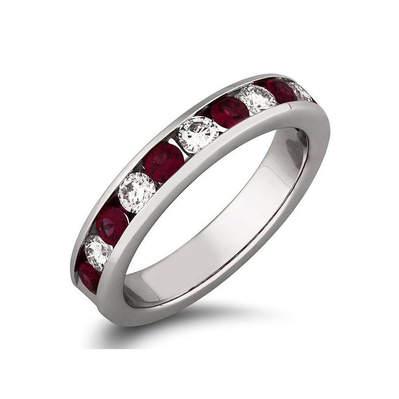 Pompeii3 1ct Ruby & Diamond Channel Set Wedding Ring 14K White Gold, 2 of 5
