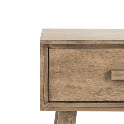 Transitional Desert Brown Pine Wood Side Table with Storage