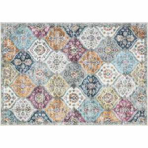 Washable  Area Rug, Non-Slip TPR Backing, Stain Resistant, Vintage Floral Design, Foldable Low Pile Accent Carpet for Living Room & Bedroom - 1 of 4