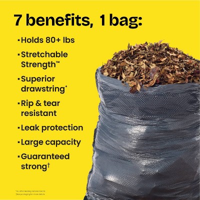 Glad ForceFlex Large Drawstring Black Trash Bags - 30gal/34ct: Solid Pattern, Extra Strong