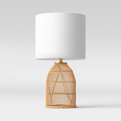 Rattan Diagonal Weave Table Lamp Tan - Opalhouse