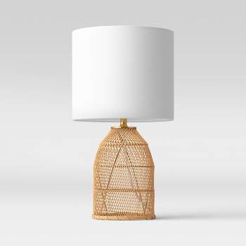 Rattan Diagonal Weave Table Lamp Tan - Threshold™