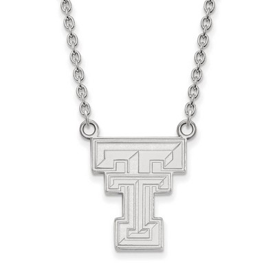 Black Bow Jewelry 10k White Gold Texas Tech Red Raiders NCAA Necklace 18 Inch