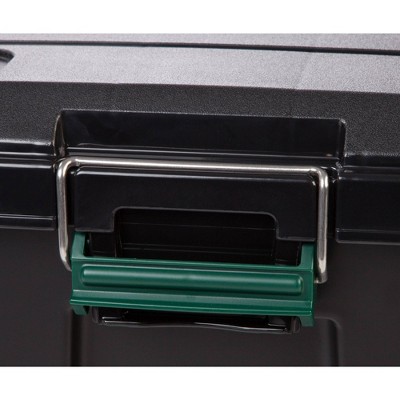 Heavy Duty Black Plastic Stackable Storage Tote with Lid