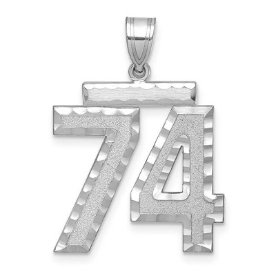Black Bow Jewelry 14k White Gold, Varsity Collection, Large D/C Pendant, Number 74