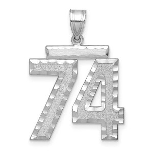 Black Bow Jewelry 14k White Gold, Varsity Collection, Large D/C Pendant, Number 74 - 1 of 3