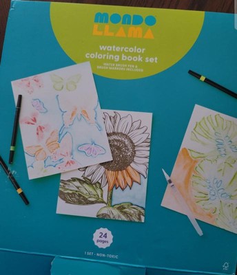 24pg Watercolor Coloring Book Set Floral And Fauna - Mondo Llama™ : Target