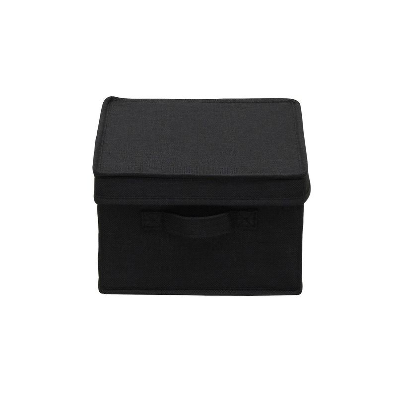 Household Essentials Set of 2 Medium Storage Boxes with Lids Black Linen, 5 of 9