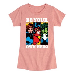 Girls' - Marvel - Be Your Own Hero Fitted Short Sleeve Graphic T-Shirt - 1 of 4