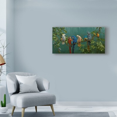 Michael Jackson Exotic Birds Jungle Canvas Art in Teal and Green