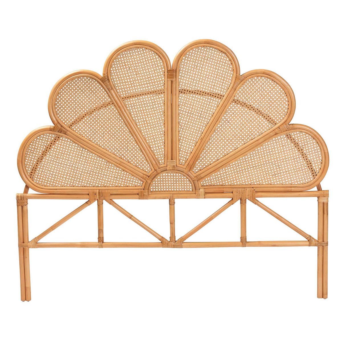 bali & pari King Flower Rattan Standalone Headboard Light honey: No Assembly, Spot Clean, 59.1" Height