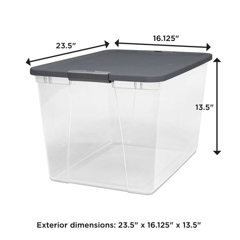 Homz 64 Quart Secured Seal Latch Extra Large Single Clear Stackable Storage Container Tote, Garage, or Basement, 4 of 7