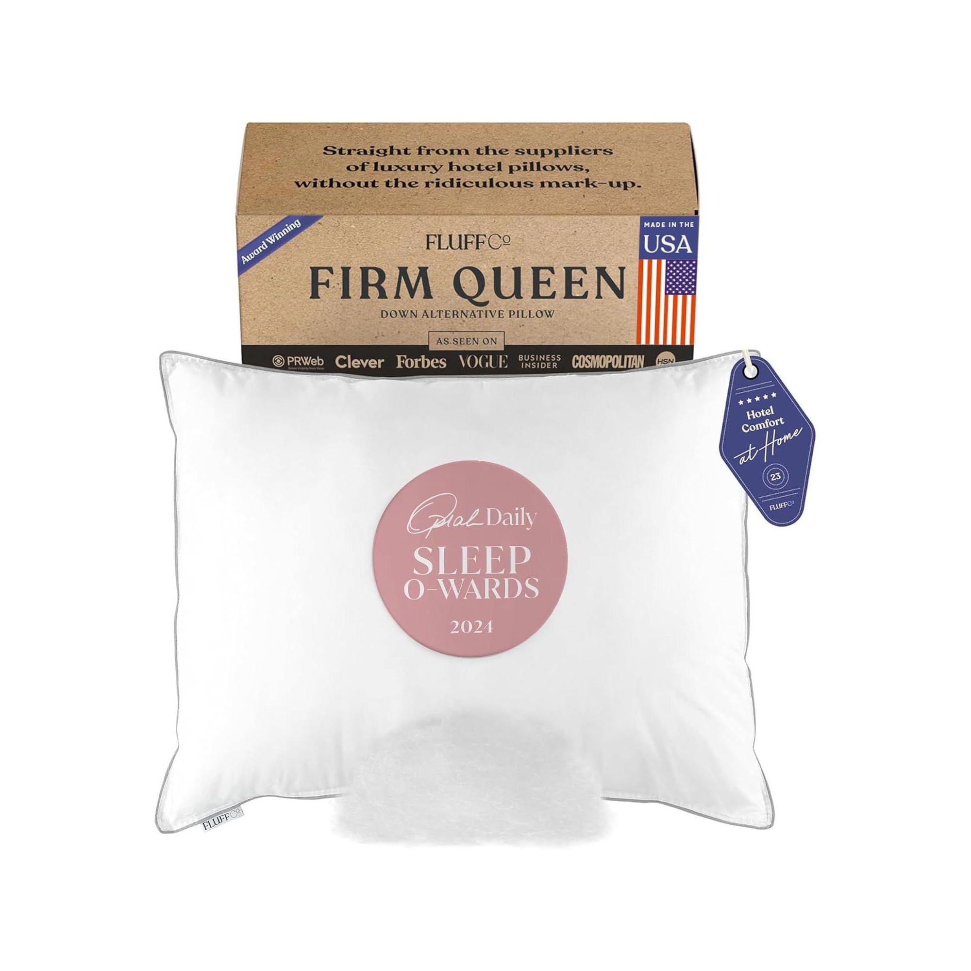 FluffCo Down Alternative Pillow - Standard Soft - White