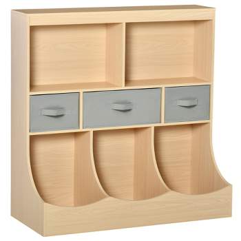 HOMCOM Toy Chest, Kids Storage Organizer, Children Display Bookcase with Drawers for Toys, Clothes, Books