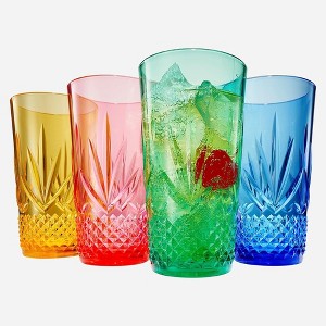 Khen's Shatterproof Vibrant Colored Tall Acrylic Drinking Glasses, Luxurious & Stylish, Unique Home Bar Addition - 4 pk - 1 of 4
