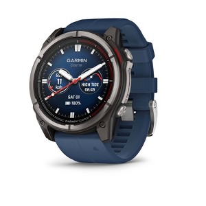 Garmin Quatix 8 AMOLED 51mm Sapphire Titanium Bezel Smartwatch with Captain Blue Silicone Band - 1 of 4