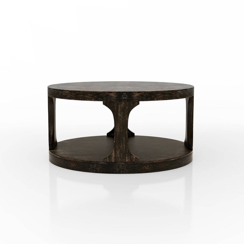 Sande Farmhouse Round Wood Coffee Table Antique Black - HOMES: Inside + Out, 5 of 8