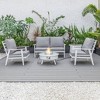 LeisureMod Walbrooke 4-Piece Modern White Patio Conversation Set with Square Fire Pit & Tank Holder, Sectional Seat for Outdoor Spaces - 2 of 4