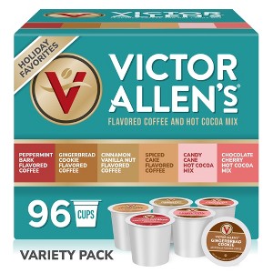 Victor Allen's Coffee Holiday Favorites Coffee & Hot Cocoa Variety Pack, 96 Count, Single Serve Cups & Coffee Pods for Keurig K-Cup Brewers - 1 of 4