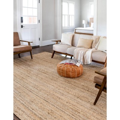 Handmade Braided Jute and Cotton Reversible Area Rug 5' x 8' - Natural Brown