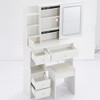 Small Size Left Drawer Desktop Vanity Table + Cushioned Stool, 2 AC+2 USB Power Station, Hair dryer bracket - 3 of 4