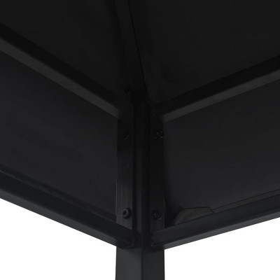 Anthracite Steel BBQ Gazebo with Double-Layer Roof