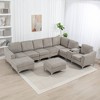 129.14" Convertible Corduroy Modular Sectional Sofa with 2 Storage Ottoman, Console and USB Ports - 4 of 4