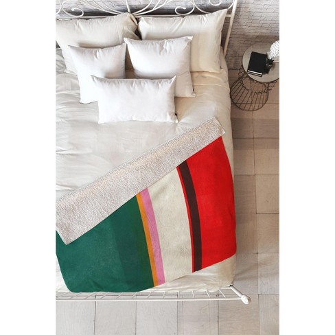 Red striped fleece online blanket