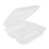 Inno-Pak 9" x 9" x 3" Clamshell Container 3-Compartment Clear RPET - Pack of 100 - 2 of 3