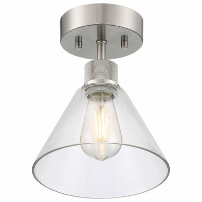 Martini Glass-Inspired 11" LED Semi-Flush Mount in Brushed Steel