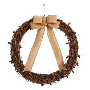 Nearly Natural 30-in Fall Acorn and Decorative Bow Autumn Wreath - 1 of 4