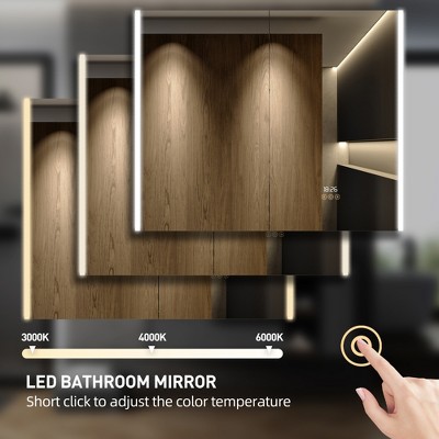 36'' x 36'' Silver Aluminum LED Medicine Cabinet with Mirror