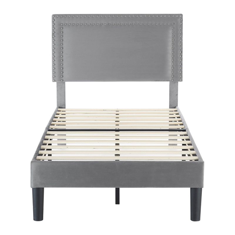 VECELO Upholstered Bed with Adjustable Headboard, Bed Frame, 1 of 11