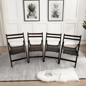 Aghana Digitals 4-Pack Cherry Solid Wood Folding Chairs with Slatted Seat & Open Back - - 1 of 4