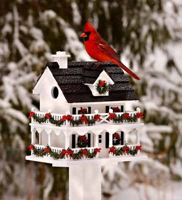 Plow & Hearth - Lighted Holiday Colonial Cottage Birdhouse And