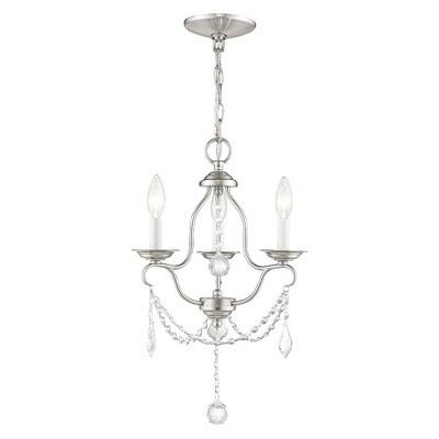 Elegant Brushed Nickel 3-Light Mini Chandelier with Crystal Accents
