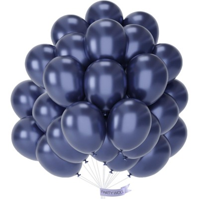 PartyWoo Balloons Metallic Navy Blue Dark 12 Inch 50 pcs