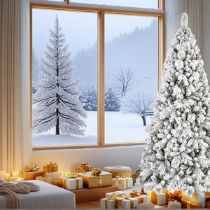 Resenkos Artificial 7.5ft Flock Christmas Tree with 1252PVC/Hard Needle Mixed Branch Tips - 1 of 4