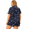 Women's Plus Size 2 Piece Short Sleeve Button Down Shirt and Shorts Side Pocket Printed Pattern Lounge Pajamas Set - Agnes Orinda - 4 of 4