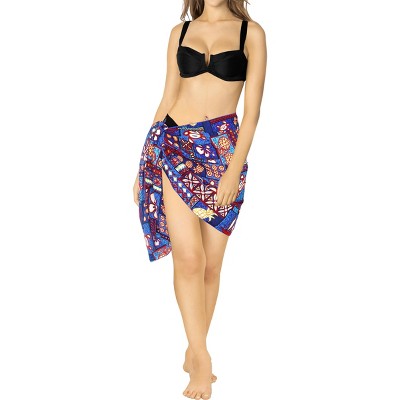 LA LEELA Women's Beachwear Sarong Coverups Bikini Skirt Swimsuit Swim Cover Up Summer Wraps Swimwear Beach Wrap Skirts for Women One Size Blue,Floral