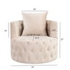Velvet 360° Swivel Barrel Accent Chair Tufted Button Bucket Club Leisure Chairs with Pillows -Morden Fort - 4 of 4