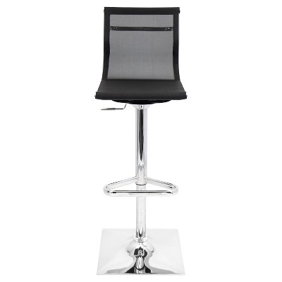 Mirage 33.25" Adjustable Swivel Metal Bar Stool in Matte Black