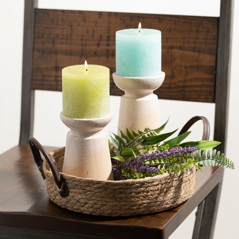 Sullivans Hand-Thrown Pottery Pillar Candle Holder Set of 2, 8.5"H & 6.25"H Off-White, 3 of 8