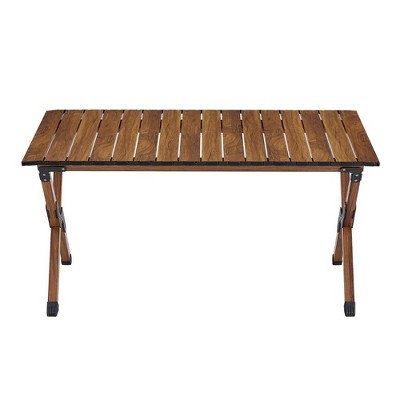 Brown and Beige Aluminum Folding Camping Table