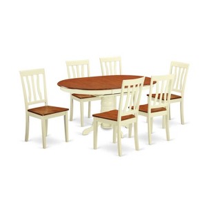 Mid-Century Dining Table Set 7 Piece - Modern Kitchen Table & Chairs - 1 of 4