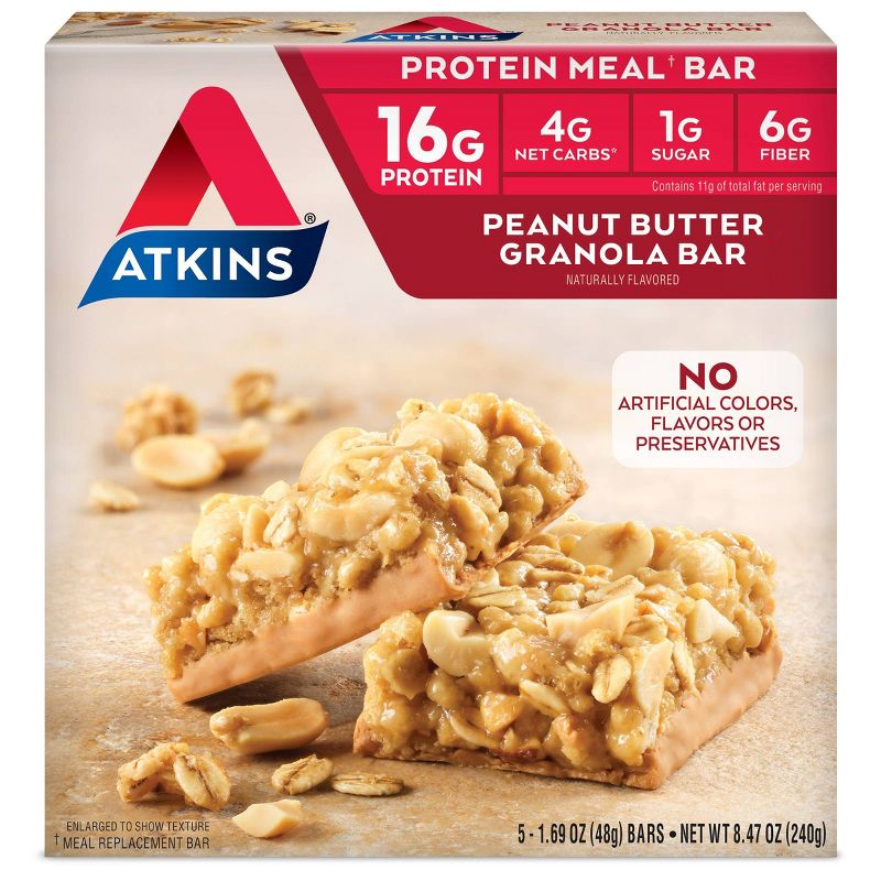Atkins Peanut Butter Granola Protein Meal Bar - 5ct/8.47oz, 1 of 8
