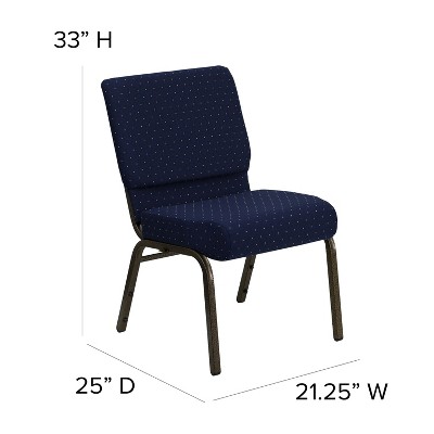 Navy Blue Fabric and Gold Steel Stacking Chair