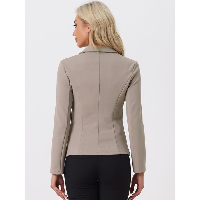 Allegra K Women's Elegant Work Office Lapel Collar Button Down Stretch Suit Blazer, 4 of 6